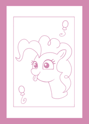 Size: 500x700 | Tagged: safe, artist:ponyhugger, derpibooru import, pinkie pie, earth pony, pony, g4, female, pinkie pie's cutie mark, simple background, solo, tongue, tongue out