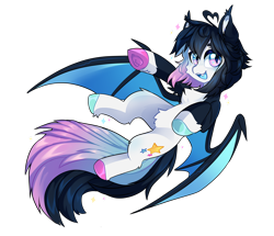 Size: 4956x4266 | Tagged: safe, artist:star-theft, derpibooru import, oc, oc only, oc:neo starstorm, bat pony, pony, bat pony oc, chest fluff, female, hooves, mare, multicolored hooves, open mouth, simple background, solo, spread wings, transparent background, wings