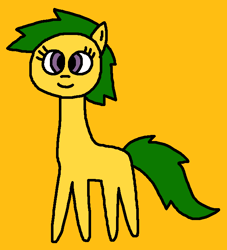 Size: 628x693 | Tagged: safe, artist:the-rainbow-nigga420, derpibooru import, magic star, earth pony, pony, g1, g4, 1000 hours in ms paint, adorablestar, closed mouth, cute, female, g1 to g4, generation leap, mare, ms paint, paint.net, simple background, smiling, solo, yellow background