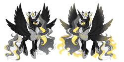 Size: 1280x641 | Tagged: safe, artist:dixieadopts, derpibooru import, oc, oc:nightmare sol, alicorn, pony, seraph, seraphicorn, crown, female, jewelry, mare, multiple wings, regalia, simple background, solo, transparent background