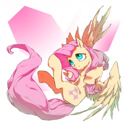 Size: 1300x1300 | Tagged: safe, artist:echoes580, derpibooru import, fluttershy, pegasus, pony, female, heart, heart background, mare, solo, spread wings, wings