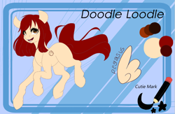 Size: 928x604 | Tagged: safe, artist:majesticwhalequeen, derpibooru import, oc, oc:doodle loodle, pegasus, pony, female, mare, reference sheet, solo