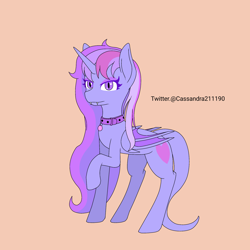 Size: 2000x2000 | Tagged: safe, artist:cassandra211190, derpibooru import, oc, oc only, dragon, pony, collar, dragon oc, horn, pony dragon hybrid, red background, simple background, solo, wings