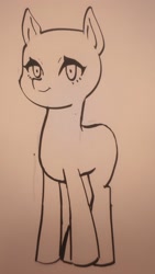 Size: 1765x3139 | Tagged: safe, artist:37240622, derpibooru import, earth pony, pony, bald, doodle, photo, picture of a screen, sketch, smiling, solo