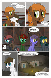 Size: 2024x3074 | Tagged: safe, artist:bruinsbrony216, derpibooru import, oc, oc only, oc:iron sights, earth pony, pegasus, pony, unicorn, comic:fallout equestria: grounded, fallout equestria, comic, crying, horn