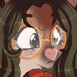 Size: 500x500 | Tagged: safe, artist:lonecrystalcat, derpibooru import, oc, pony, g4, art trade, bust, commission, commissions open, female, glasses, portrait, trade