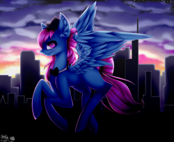 Size: 5500x4500 | Tagged: safe, artist:squishkitti, derpibooru import, oc, oc:noty serdtsa, pegasus, pony, absurd resolution, bowtie, female, flying, hat, mare, solo