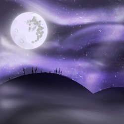 Size: 2048x2048 | Tagged: safe, artist:knife smile, derpibooru import, commission, mare in the moon, moon, mountain, mountain range, no pony, stars