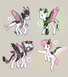 Size: 3500x4000 | Tagged: safe, artist:sivelu, derpibooru import, oc, oc only, merpony, pegasus, abstract background, adoptable, amputee, antennae, artificial wings, augmented, bow, fins, fish tail, halo, head wings, heterochromia, leonine tail, male, multiple wings, prosthetic ear, prosthetic limb, prosthetic wing, prosthetics, spread wings, stallion, tail, tail bow, transparent wings, unshorn fetlocks, winged hooves, wings