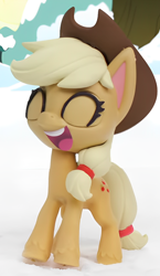 Size: 884x1524 | Tagged: safe, derpibooru import, screencap, applejack, earth pony, pony, g4, g4.5, my little pony: stop motion short, snowball fight (short), cropped, cute, laughing, snow, solo