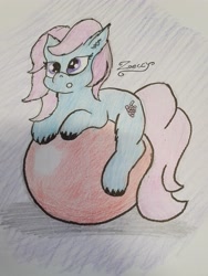 Size: 3024x4032 | Tagged: safe, artist:zeccy, derpibooru import, oc, oc only, earth pony, pony, ball, female, solo, traditional art