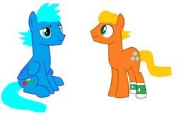 Size: 2584x1712 | Tagged: safe, artist:memeartboi, derpibooru import, earth pony, pegasus, pony, adult, adult foal, adulthood, brothers, bubble, candy, clothes, cool, darwin watterson, family, food, gumball, gumball watterson, handsome, happy, male, male oc, nervous, ponified, sibling, sibling bonding, siblings, simple background, smiling, socks, species swap, stallion, stallion oc, the amazing world of gumball, white background