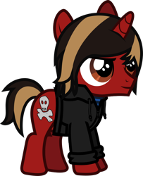 Size: 660x813 | Tagged: safe, artist:lightningbolt, derpibooru exclusive, derpibooru import, pony, unicorn, .svg available, all time low, clothes, colt, dyed mane, dyed tail, foal, hood, hoodie, horn, jack barakat, male, ponified, shirt, show accurate, simple background, smiling, solo, species swap, standing, svg, tail, transparent background, undershirt, vector