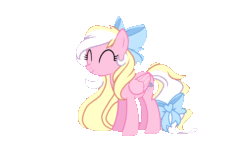 Size: 1280x720 | Tagged: safe, artist:rumadeshy, derpibooru import, oc, oc only, oc:bay breeze, pegasus, pony, animated, bow, cute, dancing, eyes closed, female, flapping wings, gif, hair bow, happy, long mane, mare, ocbetes, pegasus oc, simple background, tail, tail bow, transparent background, wings