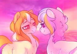 Size: 704x497 | Tagged: safe, artist:sekuponi, oc, oc only, pony, female, looking at each other, mare
