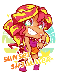 Size: 603x776 | Tagged: safe, artist:yokokinawa, derpibooru import, sunset shimmer, equestria girls, g4, chibi, kotobukiya, kotobukiya sunset shimmer, simple background, solo, transparent background, white pupils