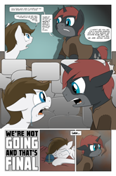 Size: 2024x3074 | Tagged: safe, artist:bruinsbrony216, derpibooru import, oc, oc only, oc:iron sights, pegasus, pony, unicorn, comic:fallout equestria: grounded, fallout equestria, angry, comic, crying, horn, tears of anger