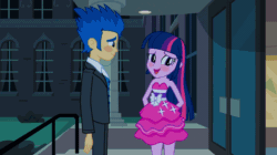 Size: 1904x1064 | Tagged: safe, derpibooru import, screencap, flash sentry, twilight sparkle, human, equestria girls, g4, animated, blushing, clothes, cute, dress, duo, duo male and female, fall formal outfits, female, gif, loop, male, my little pony equestria girls, perfect loop, sleeveless, sleeveless dress, strapless, strapless dress, suit, twiabetes, twilight ball dress