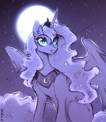 Size: 1640x1883 | Tagged: safe, artist:sparkling_light, derpibooru import, princess luna, alicorn, pony, g4, female, horn, mare, moon, solo