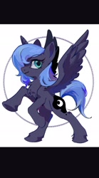Size: 1240x2224 | Tagged: artist needed, safe, derpibooru import, princess luna, alicorn, pony, g4, chest fluff, rearing, solo, spread wings, wings, younger