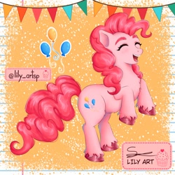 Size: 1580x1580 | Tagged: safe, artist:liliart1211, derpibooru import, pinkie pie, earth pony, pony, g4, adorable face, cute, digital art, digital painting, fanart, happy, smiling