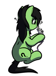 Size: 462x617 | Tagged: safe, artist:neuro, derpibooru import, oc, oc only, oc:anon filly, earth pony, opossum, pony, female, filly, foal, holding, hoof hold, looking at each other, looking at someone, question mark, simple background, sitting, solo, transparent background