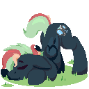 Size: 128x128 | Tagged: safe, artist:rhythmpixel, derpibooru import, oc, oc only, oc:treading step, pegasus, animated, digital art, face down ass up, gif, grass, male, pixel art, relaxing, simple background, solo, stallion, transparent background