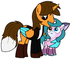 Size: 542x448 | Tagged: safe, artist:jemimasparkle, derpibooru import, oc, oc only, oc:dixie sparkle, oc:ej, alicorn, g4, female, foal, male, simple background, transparent background