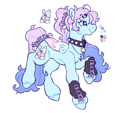 Size: 2048x1894 | Tagged: safe, artist:cocopudu, derpibooru import, oc, oc only, pegasus, pony, g2, bipedal, choker, commission, cross, cross necklace, female, g2 oc, inverted cross, jewelry, mare, necklace, scrunchie, simple background, smiling, solo, spiked choker, starry eyes, tail scrunchie, unshorn fetlocks, white background, wingding eyes