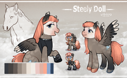 Size: 1293x794 | Tagged: safe, artist:jollyjersey, derpibooru import, oc, oc only, pegasus, pony, fallout equestria, ashes town, pegasus oc, reference sheet, solo