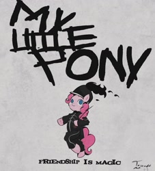Size: 1417x1564 | Tagged: safe, artist:trash-art06, derpibooru import, pinkie pie, earth pony, pony, album cover, bipedal, cane, clothes, female, helmet, marching band uniform, mare, my chemical romance, no pupils, ponified, ponified album cover, signature, solo, species swap, text, the black parade, uniform