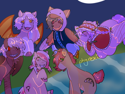 Size: 4000x3000 | Tagged: safe, artist:phyrexia, derpibooru import, oc, oc only, oc:carrot (friendlyfloaty), earth pony, pony, ambiguous gender, artfight, female, group, night