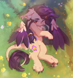 Size: 3315x3535 | Tagged: safe, artist:dedfriend, derpibooru import, oc, oc only, pony, grass, paws, solo, wings