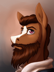 Size: 2000x2692 | Tagged: safe, artist:twotail813, derpibooru import, oc, oc only, oc:yonatan suss, horse, saddle arabian, equestria at war mod, beard, bust, clothes, facial hair, male, moustache, portrait, solo, stallion