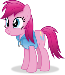 Size: 3052x3539 | Tagged: safe, artist:anime-equestria, derpibooru import, pinkie pie, earth pony, g4, alternate hairstyle, clothes, female, hoodie, mare, simple background, smiling, solo, transparent background, vector