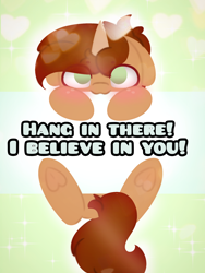 Size: 1500x2000 | Tagged: safe, artist:sodapop sprays, derpibooru import, oc, oc:copper core, pony, unicorn, happy, horn, looking at you, motivational, motivational poster, solo, text