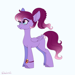 Size: 3000x3000 | Tagged: safe, artist:neonishe, derpibooru import, oc, oc only, pegasus, pony, bracelet, folded wings, jewelry, signature, simple background, solo, white background, wings