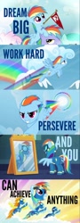 Size: 430x1200 | Tagged: safe, derpibooru import, edit, edited screencap, screencap, rainbow dash, soarin', spitfire, pegasus, pony, g4, games ponies play, newbie dash, rainbow falls, season 3, season 4, season 6, clothes, female, filly, filly rainbow dash, foal, mirror, sonic rainboom, uniform, wonderbolts, wonderbolts uniform, younger