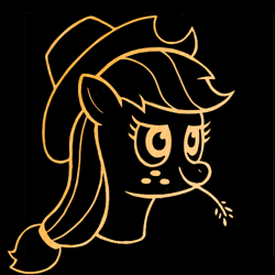 Size: 500x500 | Tagged: safe, artist:ponyhugger, derpibooru import, applejack, g4, black background, simple background, solo, straw in mouth