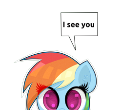 Size: 10000x9000 | Tagged: safe, artist:scandianon, derpibooru import, rainbow dash, pegasus, pony, g4, absurd resolution, cute, dashabetes, dialogue box, eye clipping through hair, female, high res, looking at you, mare, peeking, simple background, talking, talking to viewer, transparent background