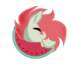 Size: 2000x2000 | Tagged: safe, artist:nazalik, derpibooru import, oc, oc only, oc:arbuzik, pegasus, pony, food, head, logo, male, pegasus oc, simple background, solo, stallion, transparent background, watermelon