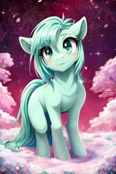 Size: 512x768 | Tagged: source needed, safe, ai content, derpibooru import, machine learning generated, oc, oc:mint star, earth pony, pony, generator:perchance, prompter needed