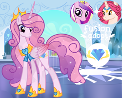 Size: 1280x1031 | Tagged: safe, artist:vi45, derpibooru import, princess amore, princess cadance, oc, alicorn, pony, g4, concave belly, female, fusion, fusion:princess amore, fusion:princess cadance, mare, slender, tall, thin