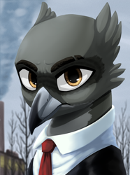 Size: 780x1050 | Tagged: safe, artist:printik, derpibooru import, oc, oc only, oc:gerben kogchel, griffon, equestria at war mod, bust, clothes, griffon oc, necktie, portrait, solo