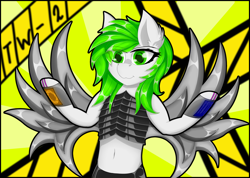 Size: 4214x3000 | Tagged: safe, artist:twinky, derpibooru import, oc, cyborg, pegasus, pony, artificial wings, augmented, green eyes, green mane, wings