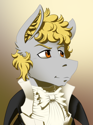 Size: 2000x2692 | Tagged: safe, artist:twotail813, derpibooru import, oc, oc only, oc:flawless justice, equestria at war mod, bowtie, bust, clothes, curly hair, curly mane, ear fluff, ears, portrait, solo
