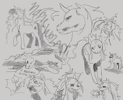 Size: 2048x1675 | Tagged: safe, artist:maplewozapi, derpibooru import, oc, oc only, oc:maple, original species, pony, g4, monochrome, umbra pony, unnamed oc