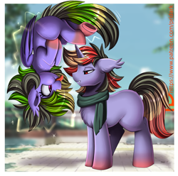 Size: 2407x2387 | Tagged: safe, artist:pridark, derpibooru import, oc, oc only, bat pony, pegasus, pony, unicorn, :p, bat wings, duo, horn, pegasus oc, siblings, tongue, tongue out, unicorn oc, upside down, wings