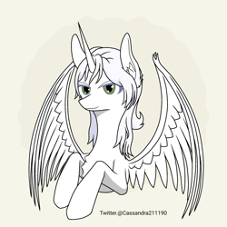 Size: 2000x2000 | Tagged: safe, artist:cassandra211190, derpibooru import, oc, oc:κασσάνδρα, alicorn, pony, alicorn oc, horn, wings