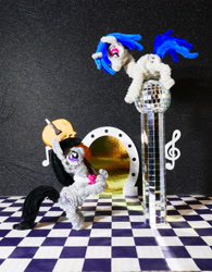 Size: 3421x4384 | Tagged: safe, alternate version, artist:malte279, derpibooru import, part of a set, dj pon-3, octavia melody, vinyl scratch, g4, cello, chase, chenille, chenille stems, chenille wire, craft, disco ball, duo, duo female, female, musical instrument, pipe cleaner sculpture, pipe cleaners